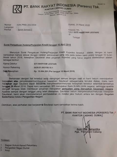 Surat Peringatan Bank Bri - KibrisPDR