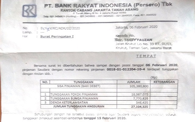 Detail Surat Peringatan Bank Bri Nomer 11