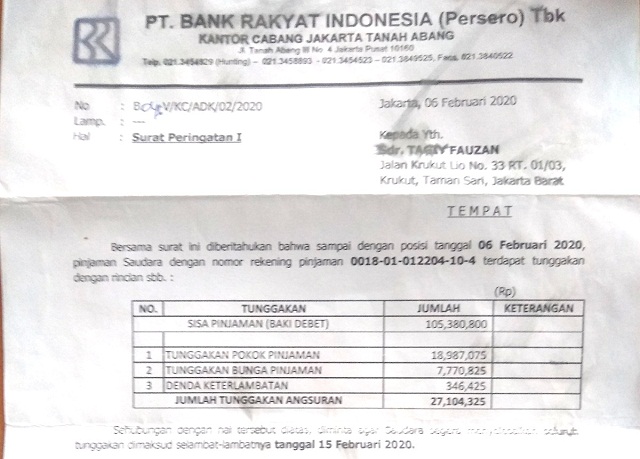 Detail Surat Peringatan Bank Bri Nomer 46