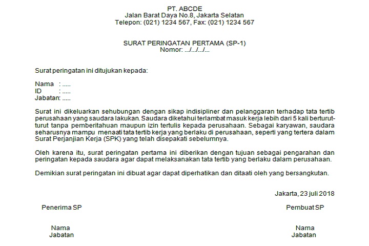 Detail Surat Peringatan Karyawan Nomer 5