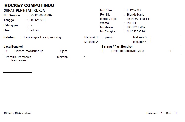 Detail Surat Perintah Kerja Bengkel Mobil Nomer 10