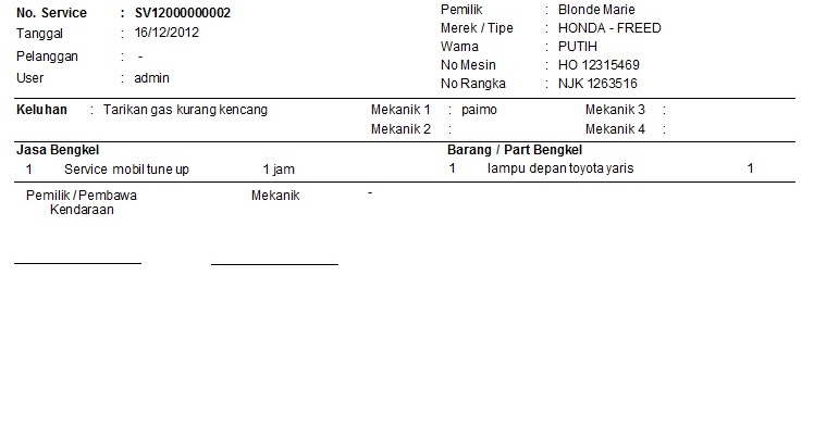 Detail Surat Perintah Kerja Bengkel Mobil Nomer 18