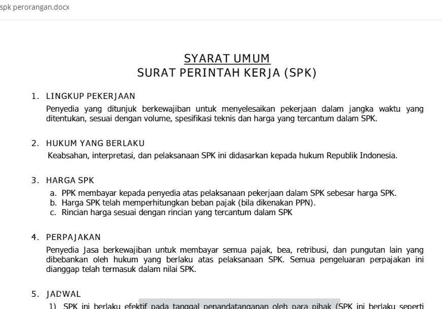 Surat Perintah Kerja Pengadaan Barang - KibrisPDR