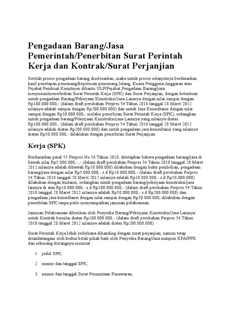 Detail Surat Perintah Kerja Pengadaan Barang Nomer 36