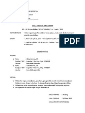 Detail Surat Perintah Penyelidikan Nomer 12