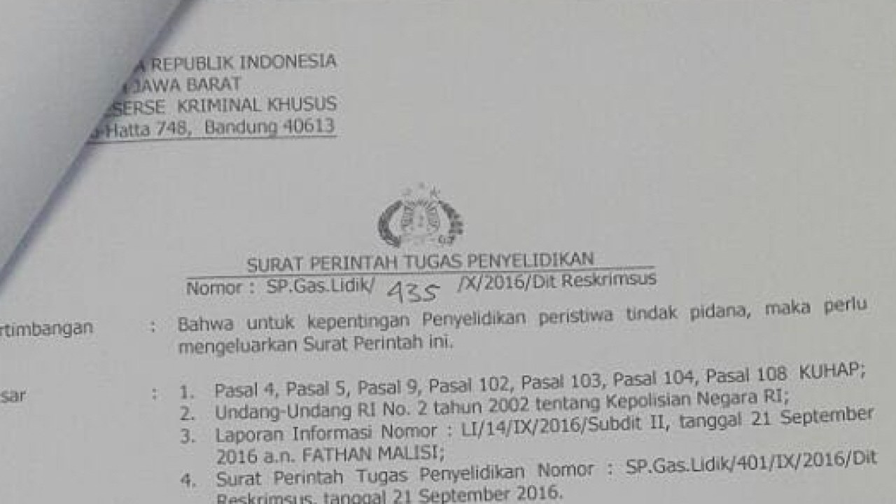 Detail Surat Perintah Penyelidikan Nomer 5