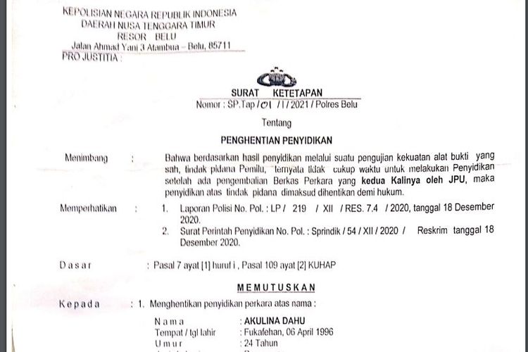 Detail Surat Perintah Penyidikan Nomer 40