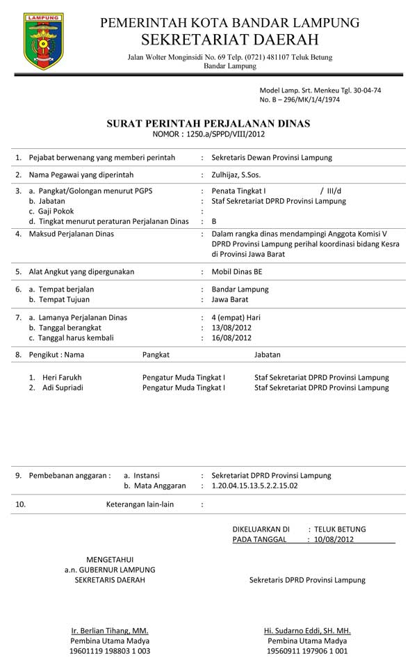 Detail Surat Perintah Perjalanan Dinas Nomer 2