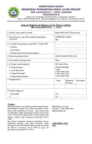 Detail Surat Perintah Perjalanan Dinas Nomer 19