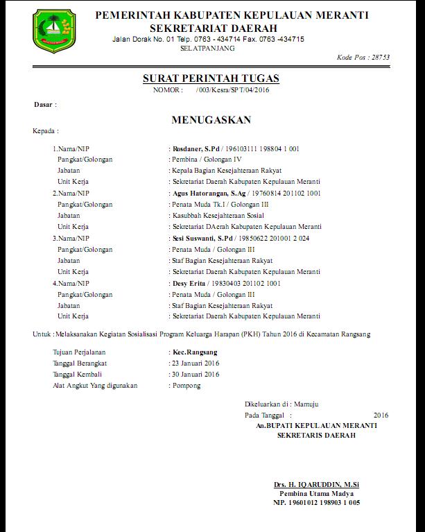 Detail Surat Perintah Perjalanan Dinas Nomer 38