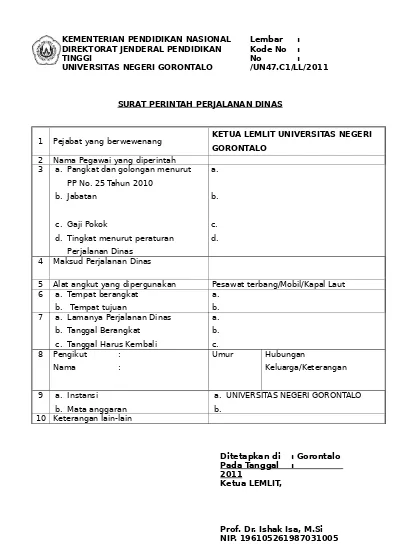 Detail Surat Perintah Perjalanan Dinas Nomer 49