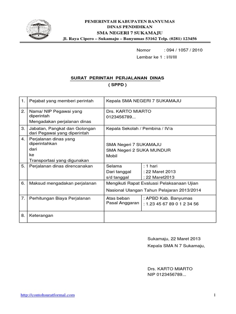 Detail Surat Perintah Perjalanan Dinas Nomer 10