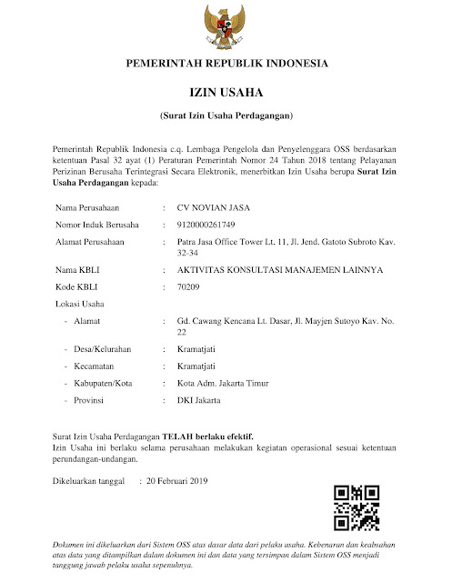 Detail Surat Perizinan Usaha Nomer 8