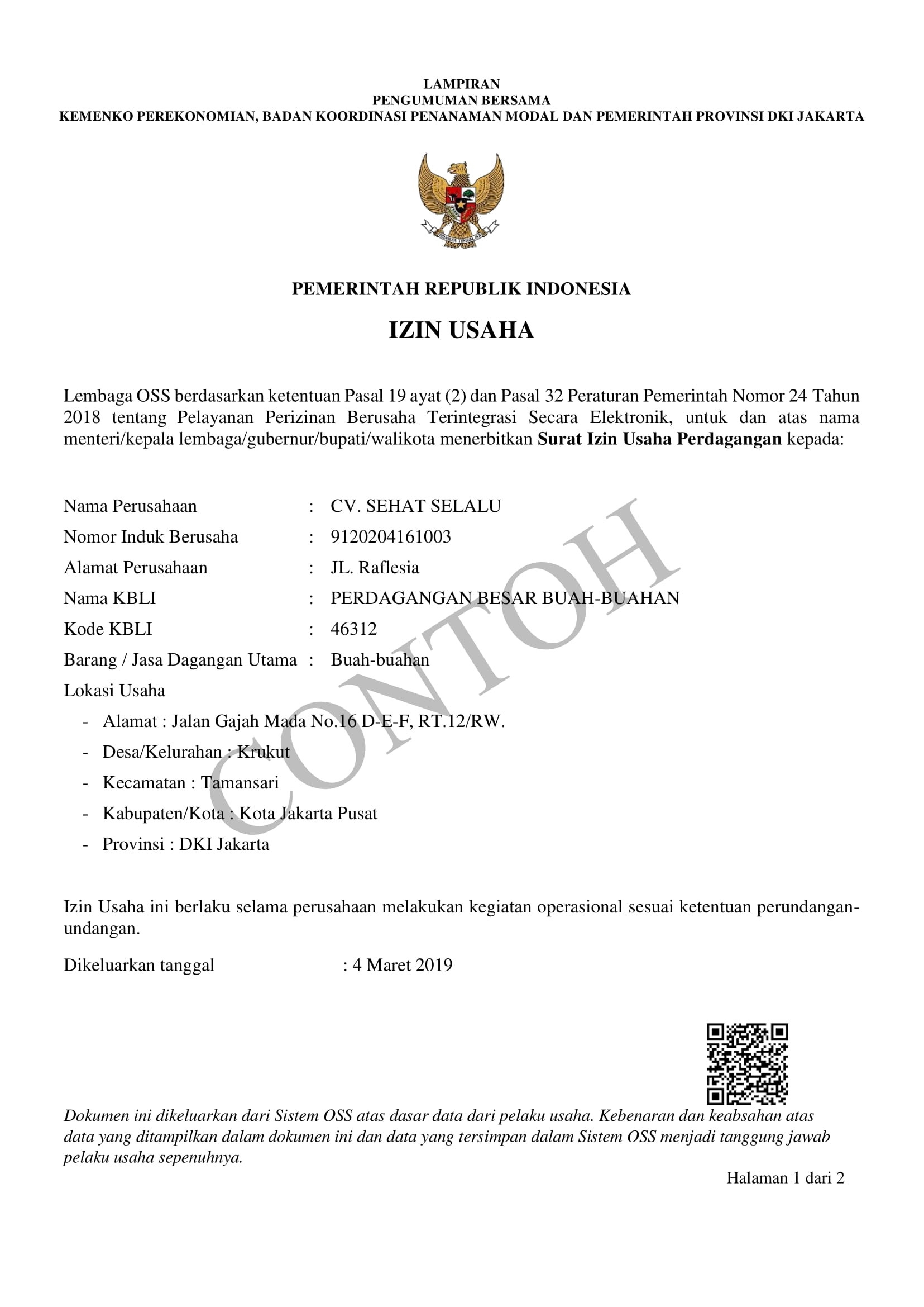 Detail Surat Perizinan Usaha Nomer 9