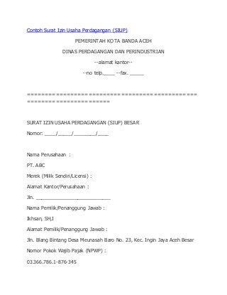 Detail Surat Perizinan Usaha Nomer 17