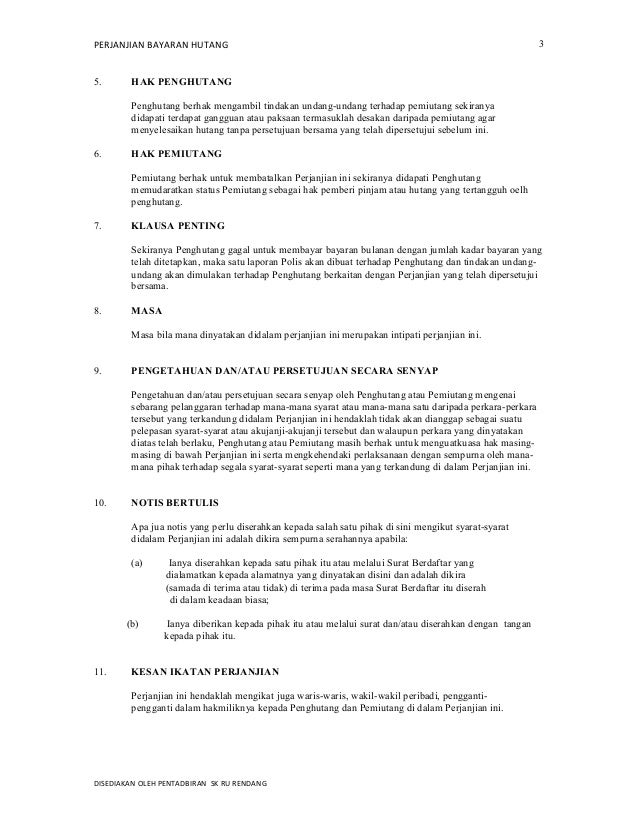 Detail Surat Perjanjian Bayar Hutang Nomer 31