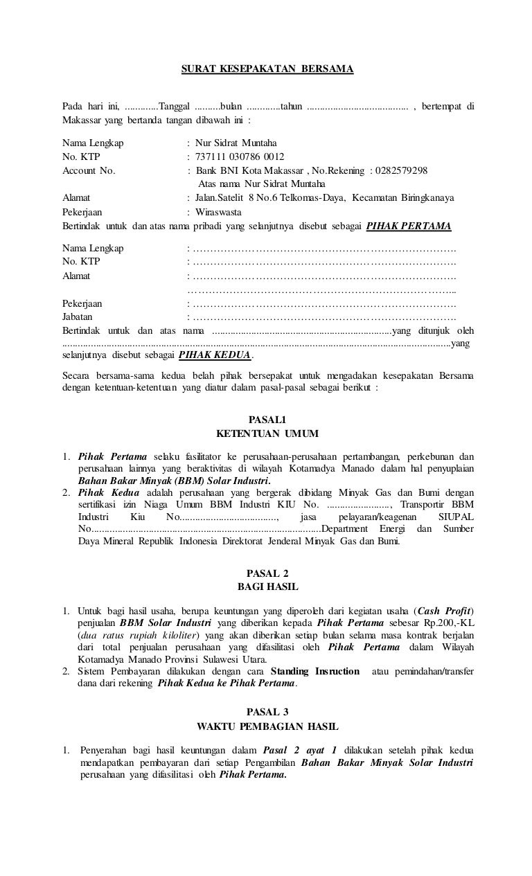 Surat Perjanjian Bersama - KibrisPDR