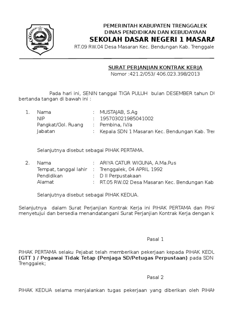 Detail Surat Perjanjian Contoh Nomer 45