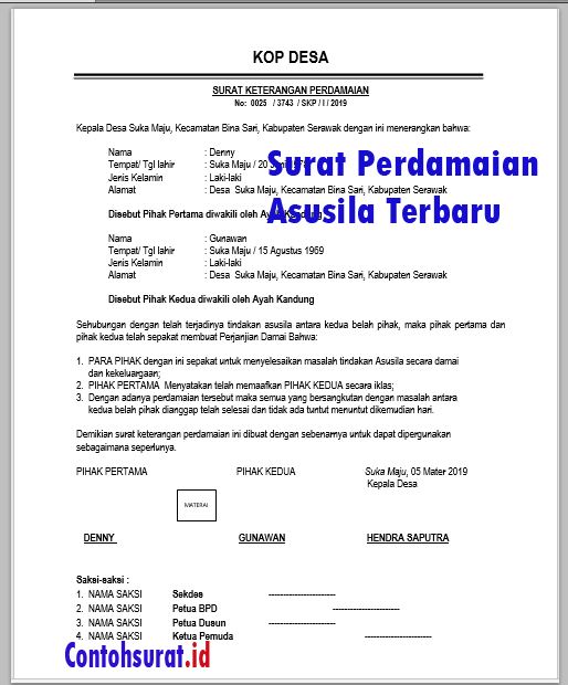 Detail Surat Perjanjian Damai Nomer 24