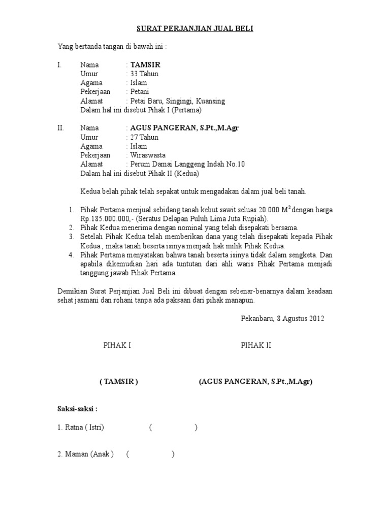 Detail Surat Perjanjian Doc Nomer 12