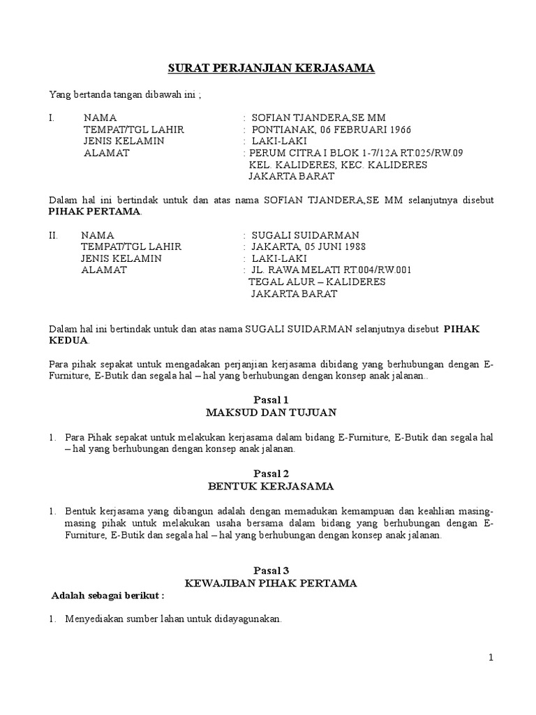 Detail Surat Perjanjian Doc Nomer 5