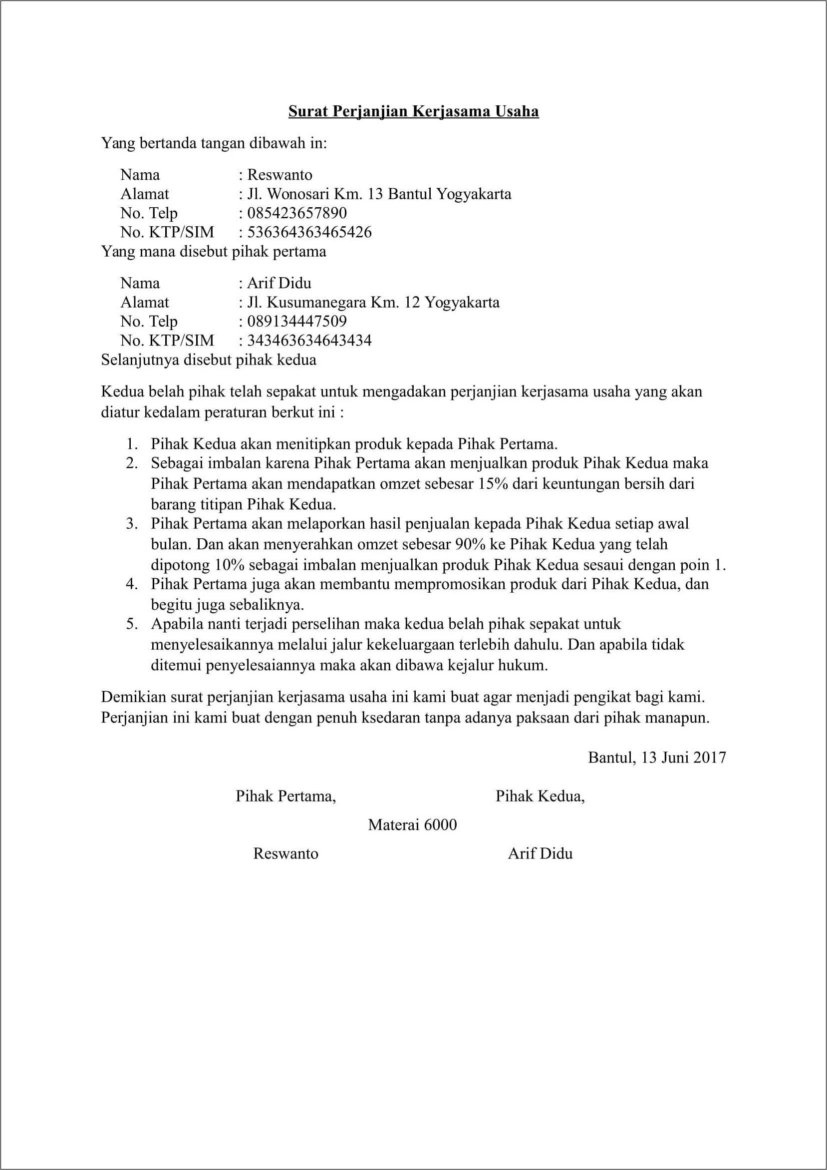 Detail Surat Perjanjian Doc Nomer 42