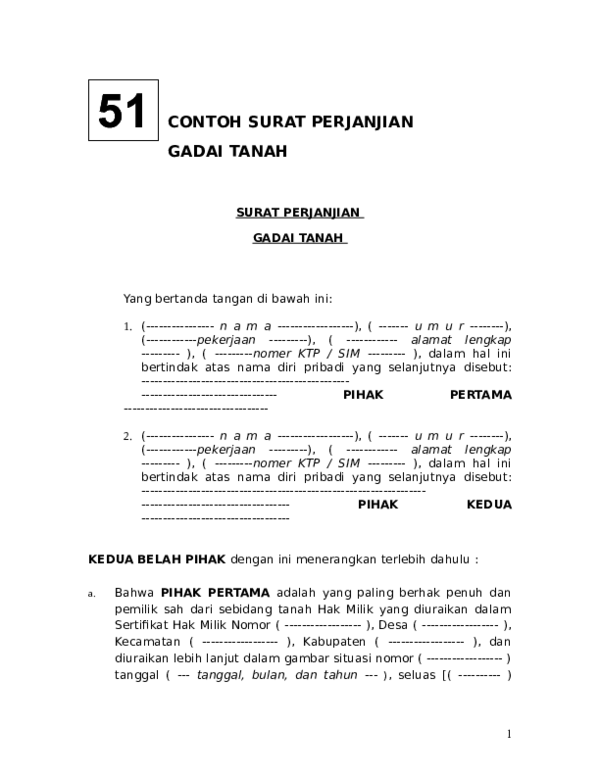 Detail Surat Perjanjian Gadai Nomer 38