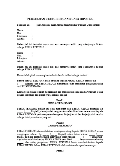 Detail Surat Perjanjian Hutang Dengan Jaminan Nomer 41