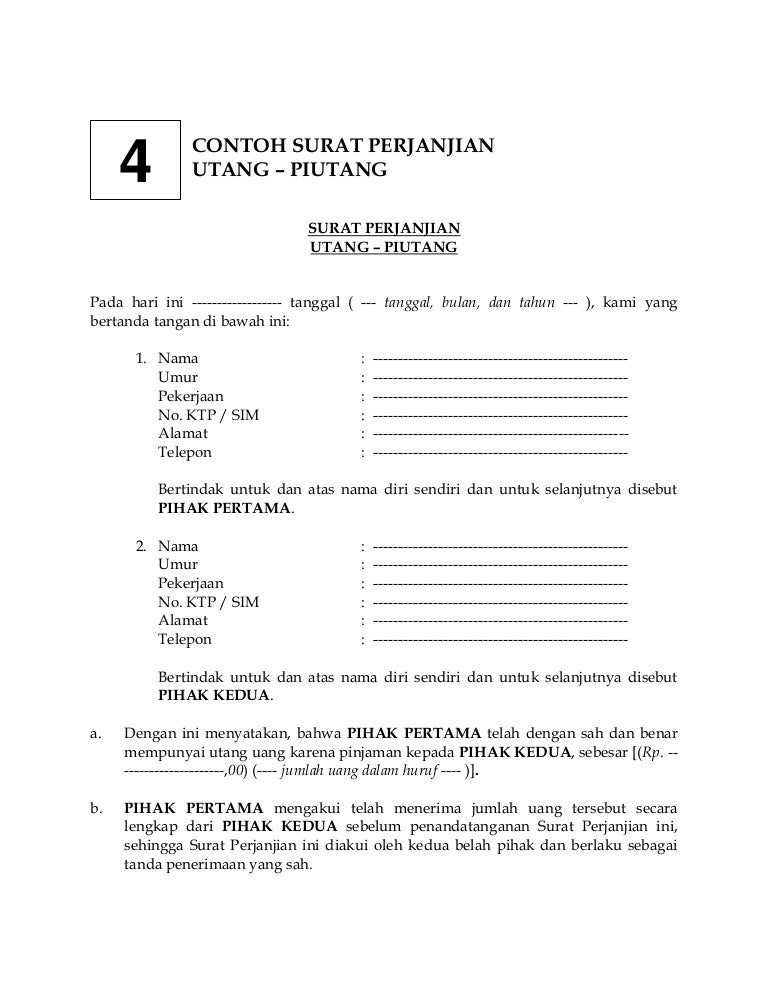 Detail Surat Perjanjian Hutang Piutang Nomer 16