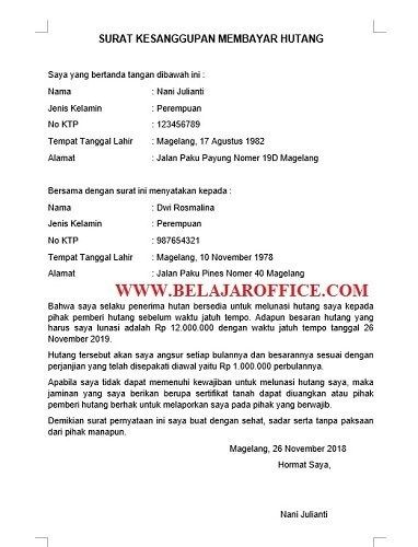 Detail Surat Perjanjian Hutang Uang Nomer 41