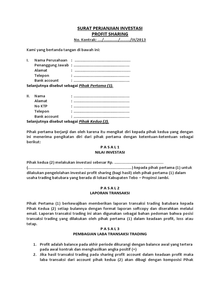 Detail Surat Perjanjian Investasi Nomer 4