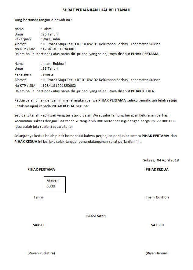 Download Surat Perjanjian Jual Beli Sawah Nomer 7