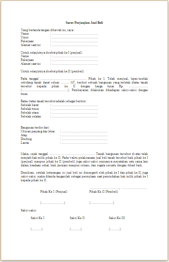 Detail Surat Perjanjian Jual Beli Tanah Docx Koleksi Nomer 33