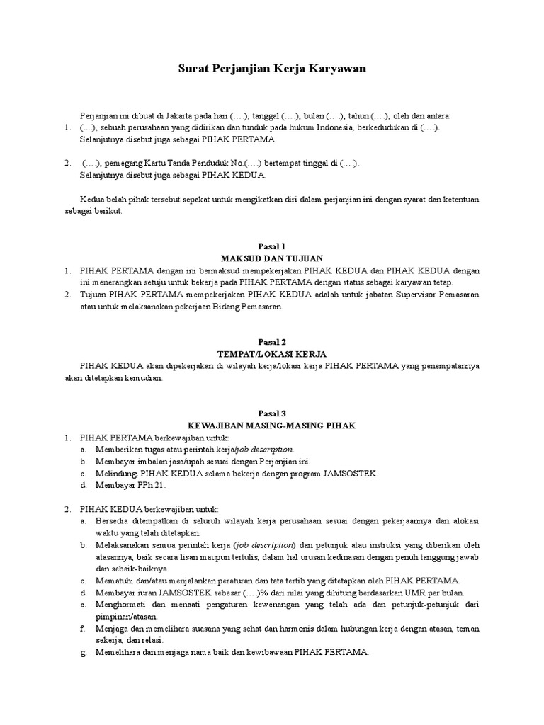 Detail Surat Perjanjian Karyawan Nomer 35