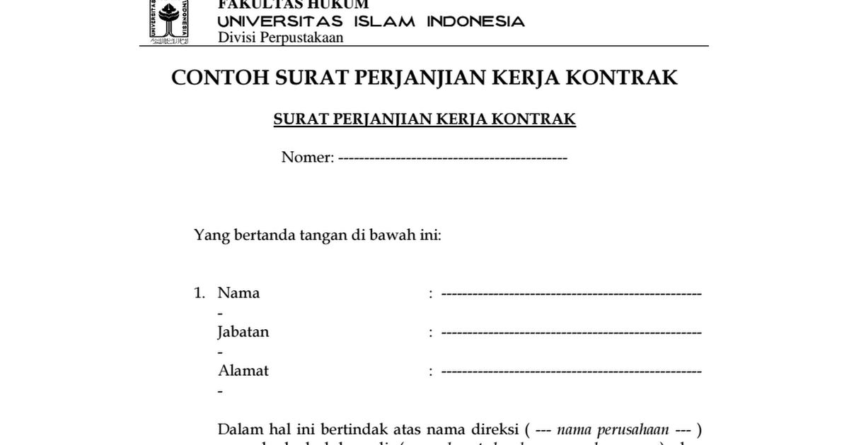 Detail Surat Perjanjian Kerja Kontrak Nomer 44