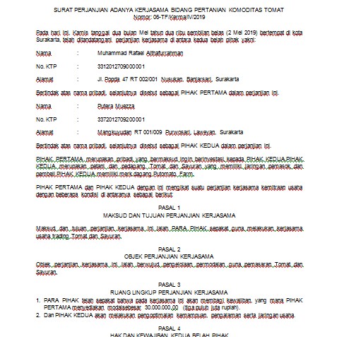 Detail Surat Perjanjian Kerja Sama Usaha Nomer 28