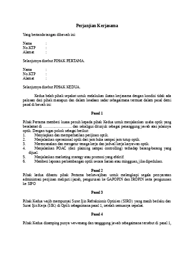 Detail Surat Perjanjian Kerjasama Antar Perusahaan Doc Nomer 31