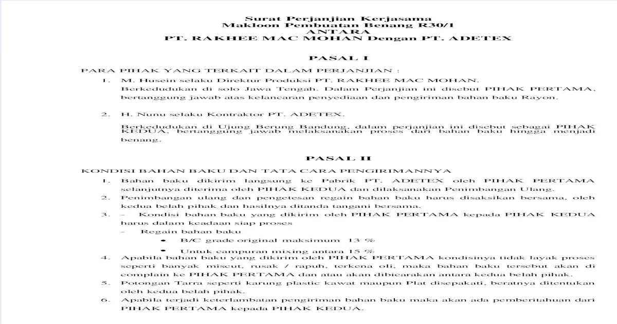 Detail Surat Perjanjian Kerjasama Proyek Nomer 47