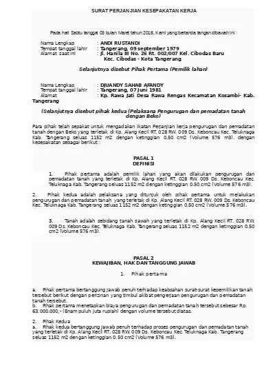 Detail Surat Perjanjian Kesepakatan Nomer 43