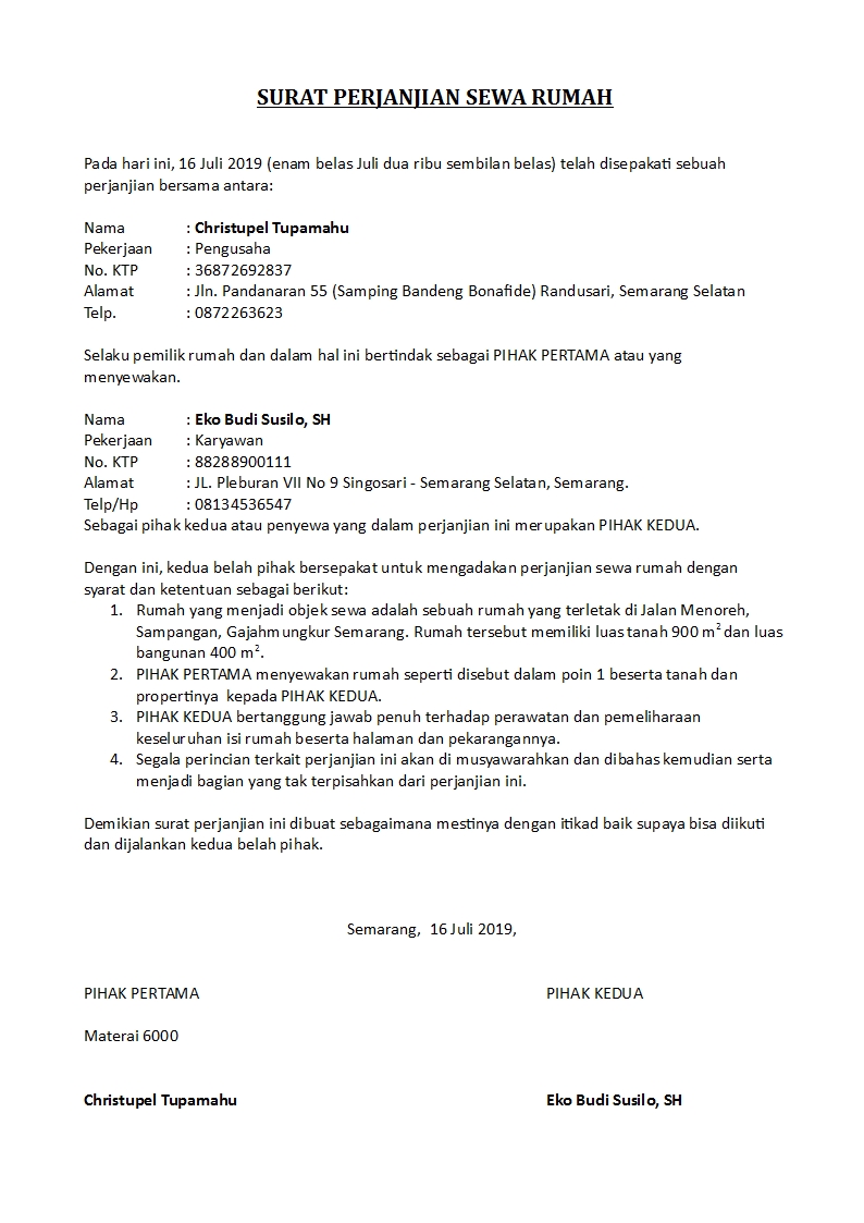 Detail Surat Perjanjian Kontrak Nomer 17