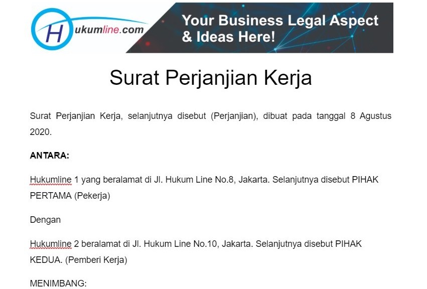 Detail Surat Perjanjian Kontrak Nomer 25