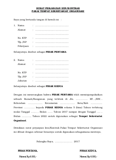 Detail Surat Perjanjian Kontrak Nomer 33