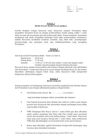 Detail Surat Perjanjian Kontrak Kerja Karyawan Nomer 16