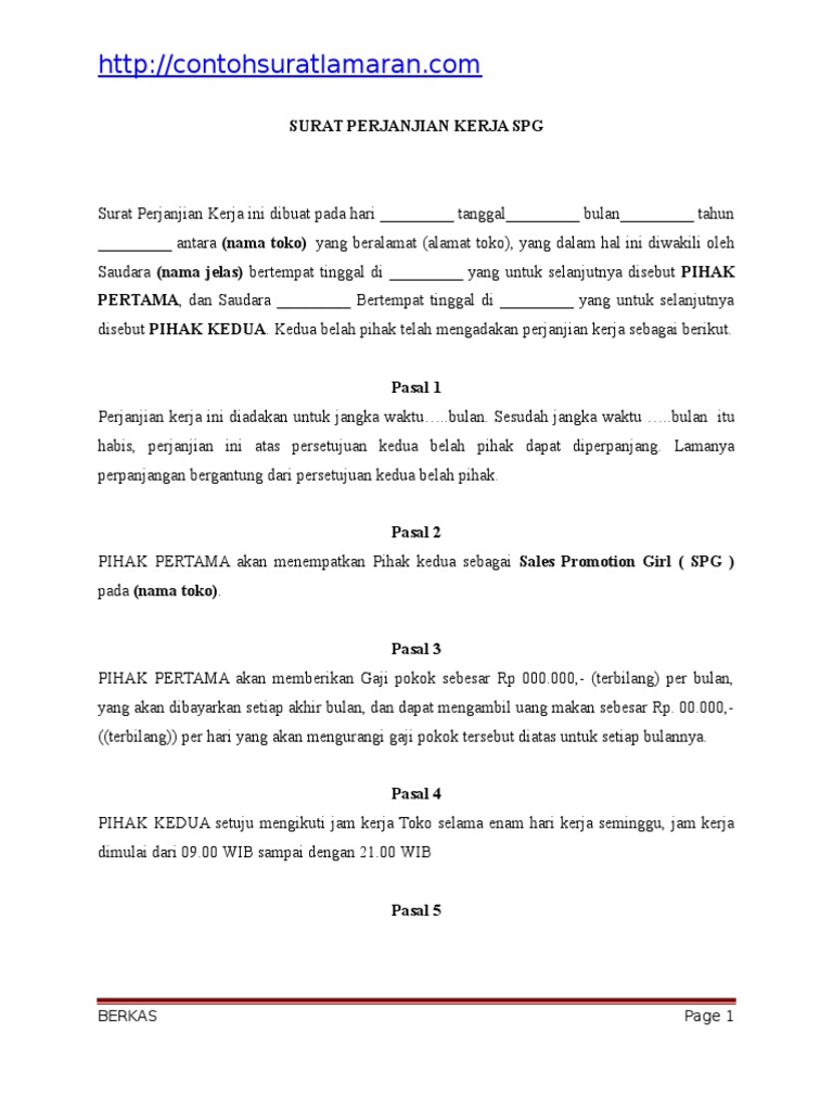 Detail Surat Perjanjian Kontrak Kerjasama Nomer 32