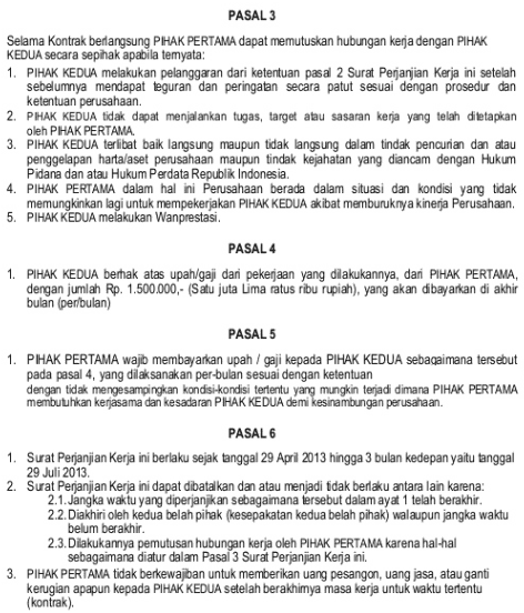 Detail Surat Perjanjian Kontrak Kerjasama Nomer 51