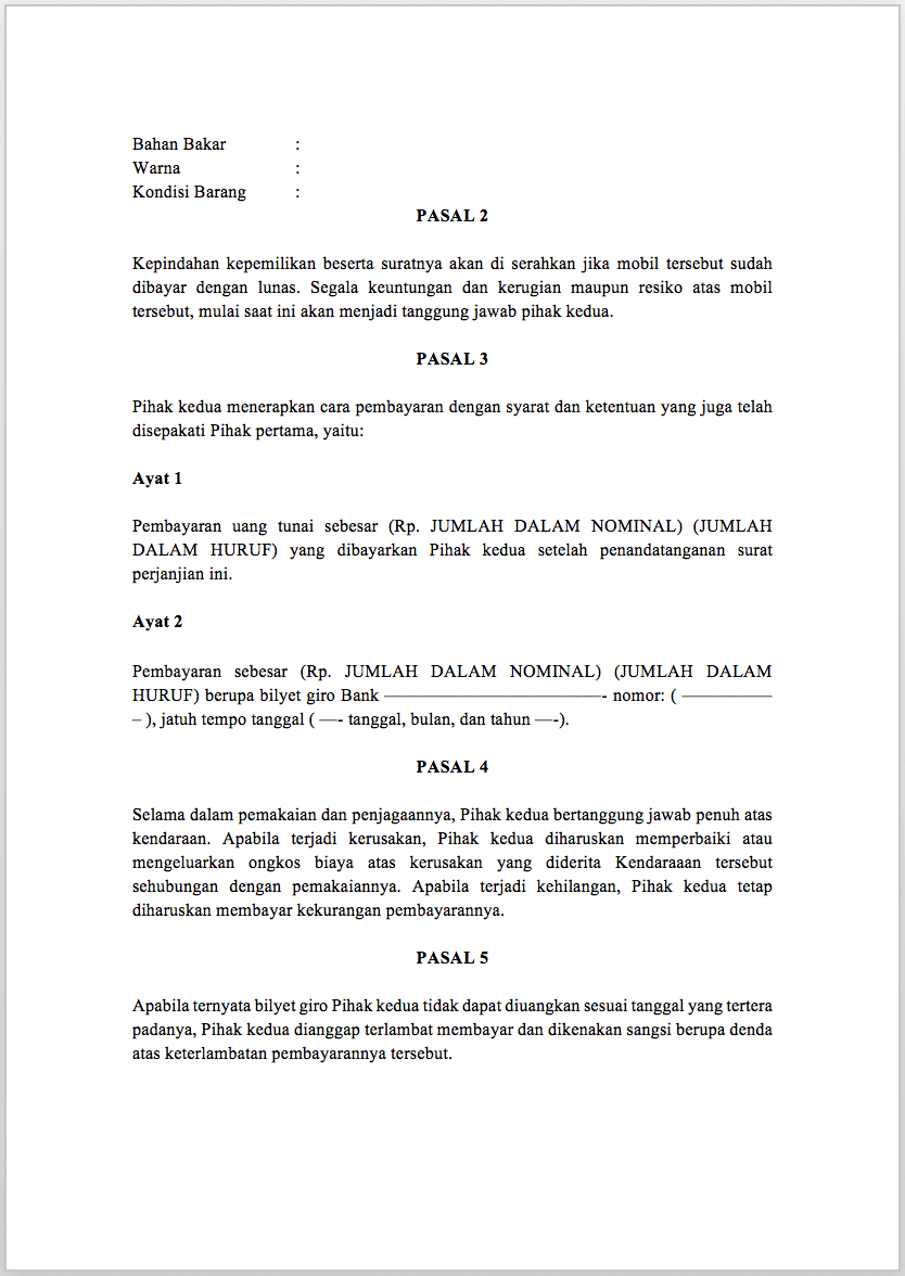 Detail Surat Perjanjian Kredit Barang Nomer 47
