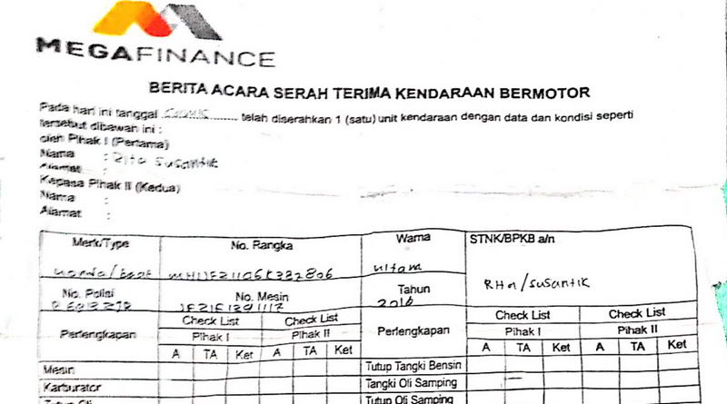 Detail Surat Perjanjian Kredit Motor Fif Nomer 44