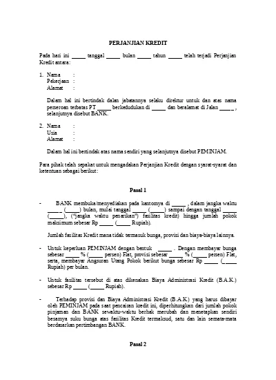 Detail Surat Perjanjian Kredit Rumah Nomer 33