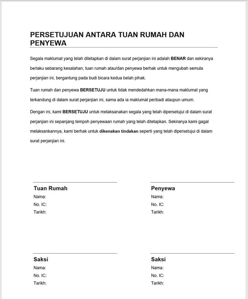 Detail Surat Perjanjian Menyewa Rumah Nomer 46