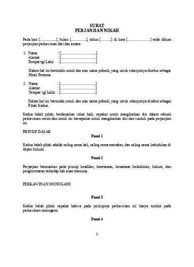 Detail Surat Perjanjian Nikah Nomer 2